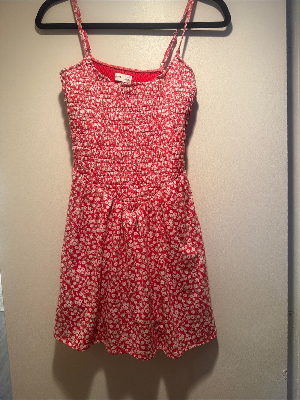 Hollister Red Floral Smocked Sundress w/built in shorts  for women